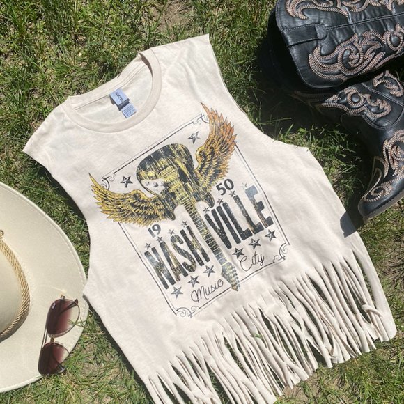 Backstage Customs Tops - Nashville Fringe Cropped Tank